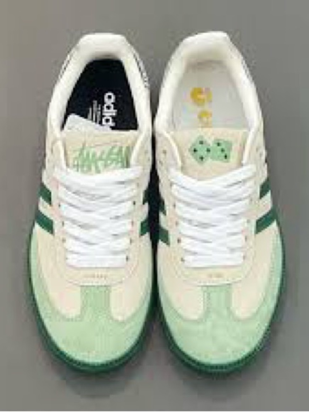NWOT adidas x Stussy Cream and Green Low-Top Sneakers size 5